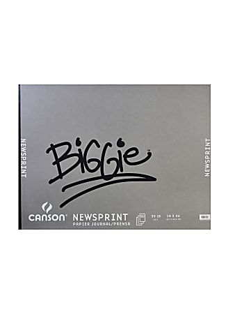 Canson Biggie Jr. Newsprint Pads, 18" x 24", 100% Recycled, 100 Sheets Per Pad, Pack Of 2 Pads