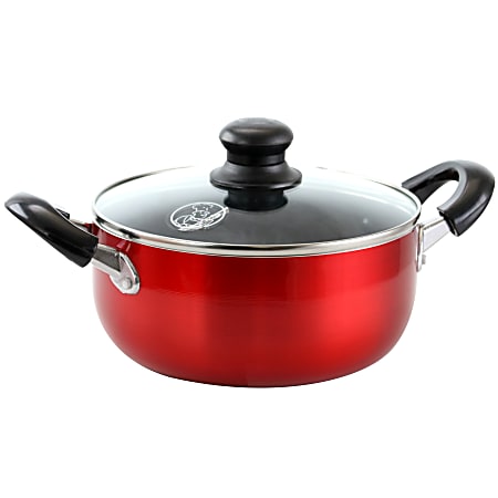 Better Chef 8 Qt Aluminum Dutch Oven, 6-1/2"H x 10"W x 10"D, Red