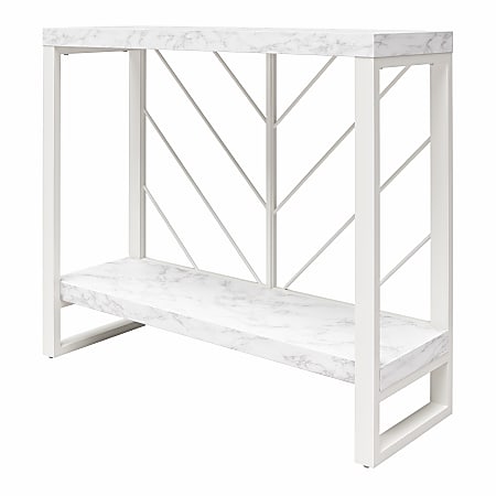 CosmoLiving by Cosmopolitan Brielle Console Table, 30-3/16"H x 34-7/16"W x 11-13/16"D, White Faux Marble