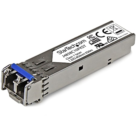 StarTech.com HP J4858C Compatible SFP Module - 1000BASE-SX Fiber Optical SFP Transceiver - Lifetime Warranty - 1 Gbps - Maximum Transfer Distance: 550 m (1804 ft) - 10pk - 100% compatibility with HP J4858C guaranteed - StarTech.com lifetime warranty