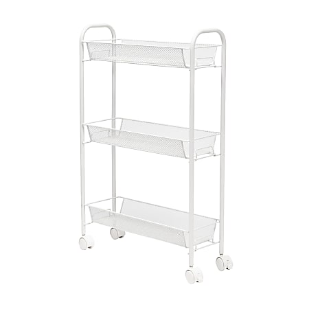 Honey Can Do Slim Rolling Wire Cart With 3 Baskets 30 34 H x 7 14