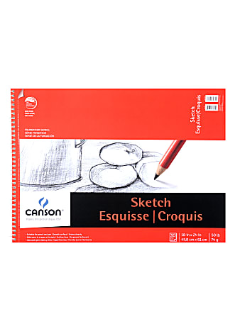 Canson Foundation Sketch Pads, 18" x 24", 50 Sheets, Pack Of 2