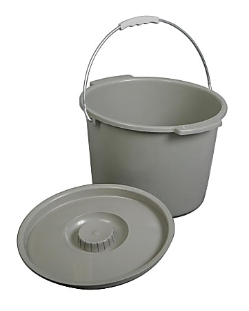 Medline Commode Bucket With Handle, 12 13/16"H x 11 1/8"W x 14"D, Gray