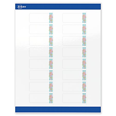 Avery® Printable Labels With Sure Feed® Technology, S00-EVC, 1" x 2-5/8", Glossy White With Preprinted Watercolor/Gold Leaf Design, Pack Of 160