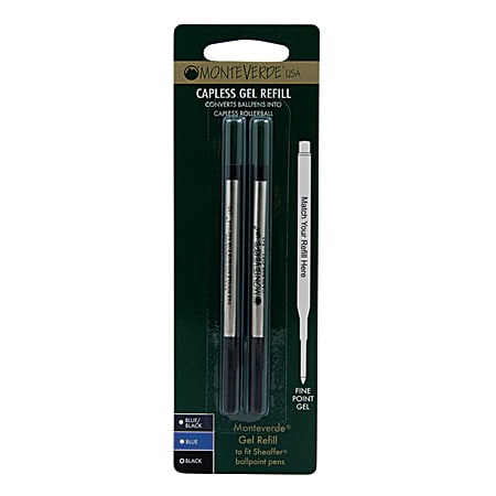 Monteverde® Rollerball Refills For Sheaffer Rollerball Pens, Fine Point, 0.5 mm, Black, Pack Of 25 Refills