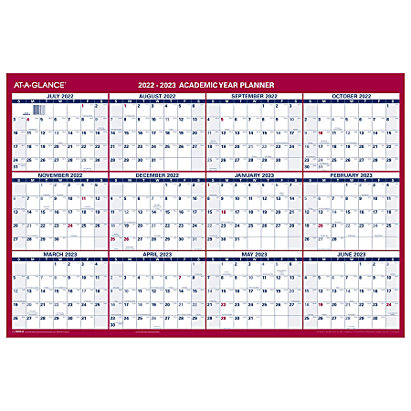 At A GLANCE Horizontal Reversible Erasable AcademicRegular Year Wall  Calendar 36 x 24 July 2022 To June 2023 PM200S28 - Office Depot