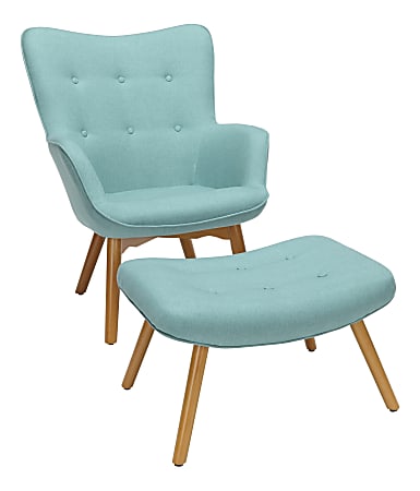 OFM 161 Collection Mid-Century Modern Tufted Lounge Chair With Ottoman, Teal