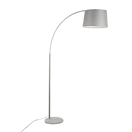Lumisource March Floor Lamp, 74"H, Gray Shade/White Marble/Nickel Base