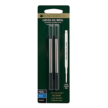 Monteverde Nachfüllminen Für Waterman Kugelschreiber – 6er Pack, Capless Gel, Feine Schwarze Mine