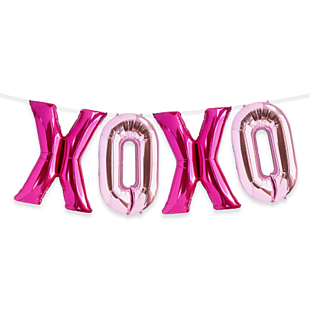 Office Depot® Brand Valentine's Day XOXO Foil Balloons, 28" x 22", Pink
