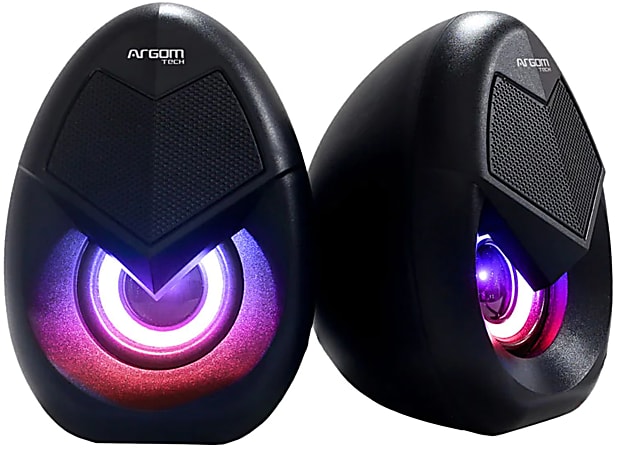 Argom Tech Combat S62 2.0CH Multimedia Stereo LED Wired Gaming Speakers, Black, Set Of 2 Speakers