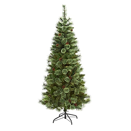 Nearly Natural White Mountain Pine 72”H Artificial Christmas Tree With Bendable Branches, 72”H x 24”W x 24”D, Green