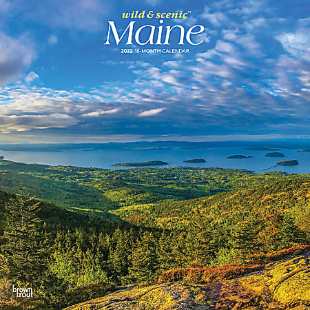 Brown Trout Monthly Regional Wall Calendar, 24" x 12", Wild & Scenic Maine, January to December 2022, 9781975439095