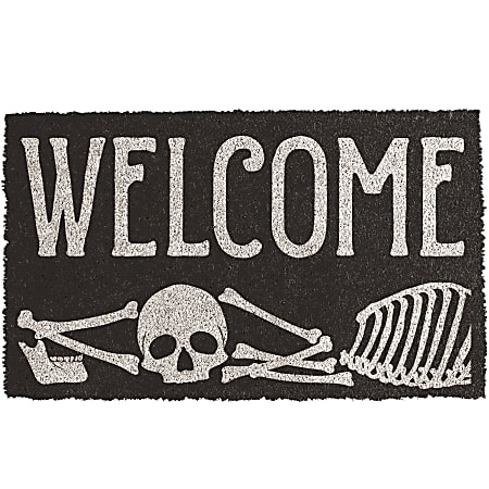 Amscan Halloween Skeleton Coir And Vinyl Doormat, 17-3/4" x 29-1/2", Black