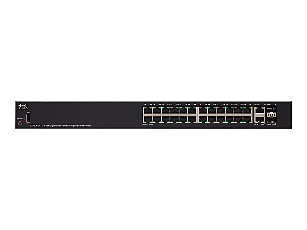 Cisco SG250X-24 24-Port Gigabit with 4-Port 10-Gigabit Smart Switch - 24 Ports - Manageable - 10 Gigabit Ethernet - SG250X24K9NA