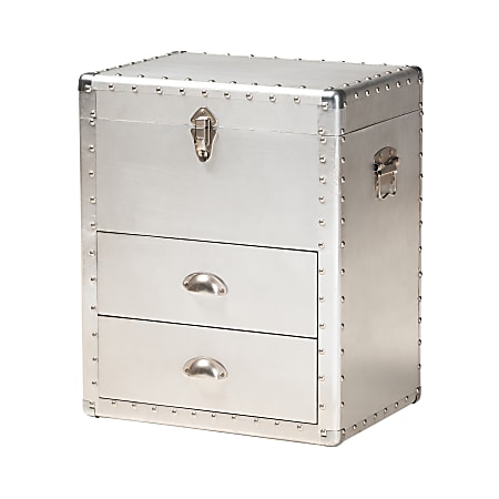 Baxton Studio French Industrial Silver Metal 2-Drawer Accent Storage Cabinet