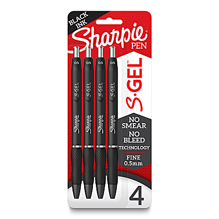 Sharpie Black S Gel Pens Fine Point 4 PK - Office Depot