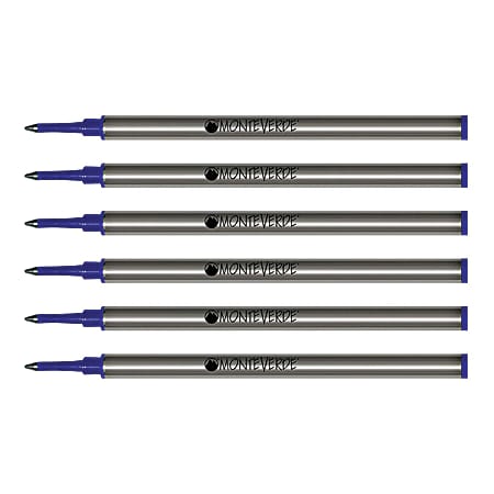 Monteverde® Rollerball Refills For Waterman Rollerball Pens, Fine Point, 0.5 mm, Blue, Pack Of 6 Refills