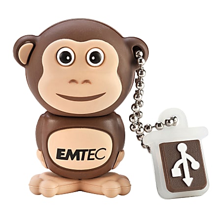 Emtec Animal Design USB 2.0 Flash Drive, 4GB, Monkey