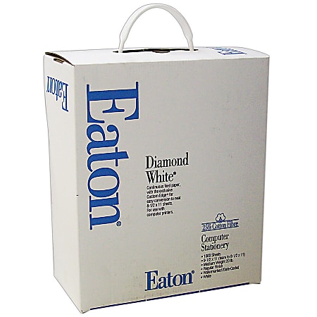 Eaton Premium 25% Cotton Continuous Feed Paper, 9 1/2" x 11", 20 Lb, White, Carton Of 1,000 Forms