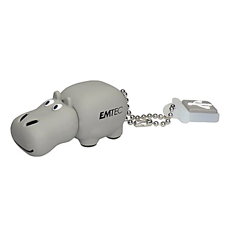 Emtec Animal Design USB 2.0 Flash Drive, 4GB, Hippo