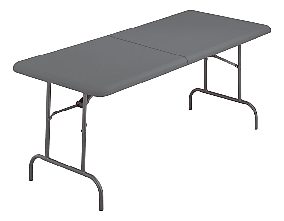 Iceberg IndestrucTable TOO Bifold Table - Rectangle Top - Contemporary Style - Adjustable Height - 72" Table Top Length x 30" Table Top Width x 2" Table Top Thickness - 29" Height - Charcoal, Powder Coated - Tubular Steel