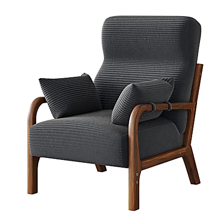 Bestier Fabric Armchair Accent Chair With Mid-Back And 2-Armrest Pillow, Gray