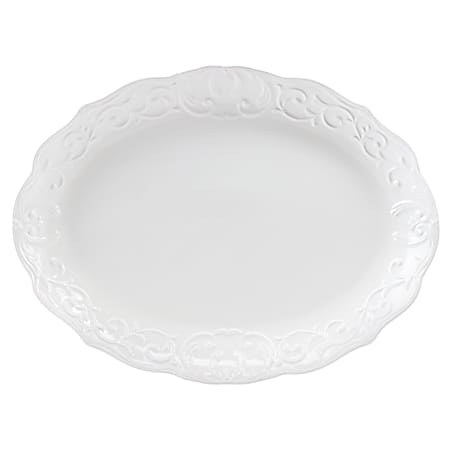 Gibson Home Bountiful Joy Durastone Oval Platter, 18-3/4” x 14”, White