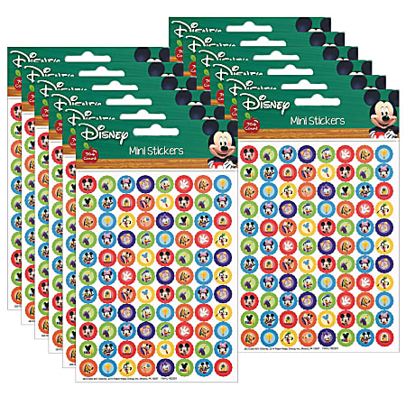 Eureka Mini Stickers, Mickey Mouse Clubhouse Gears, 704 Stickers Per Pack, Set Of 12 Packs
