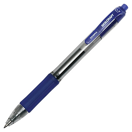 SKILCRAFT® Zebra Gel-Ink Retractable Rollerball Pens, 0.7 mm, Medium Point, Blue Barrel, Blue Ink, Pack Of 12 (AbilityOne 7520-01-647-3136)