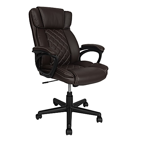 Techni Mobili Ergonomic Faux Leather High-Back Executive Office Chair, Brown, Total Qty 1