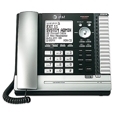 AT&T MS2085 4-Line Corded Small Business Speakerphone With Answering System, Silver/Black