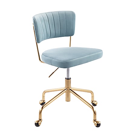 LumiSource Tania Mid Back Task Chair GoldLight Blue Office Depot