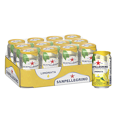 SANPELLEGRINO® Italian Sparkling Fruit Beverage, 11.15 Oz, Limonata, Pack Of 12