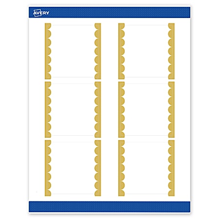 Avery® Print-To-The-Edge Labels & Sure Feed®, S00-DK2-PRWMP10, 3" x 3", Matte White, Preprinted Gold Dots Edge Design, Pack Of 60