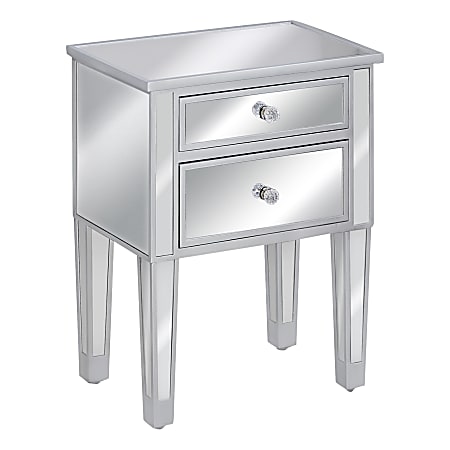 Monarch Specialties Darla Side Table, 24"H x 19"W x 12-3/4"D, Silver