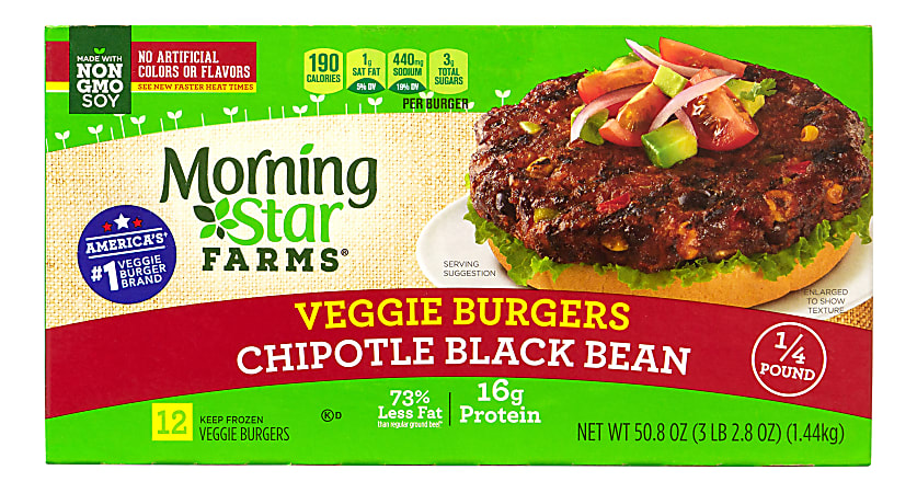 Morningstar Farms Chipotle Black Bean Veggie Burgers, Box Of 12