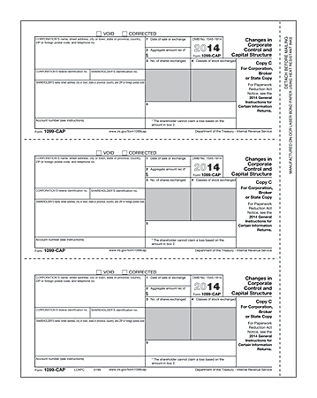 Complyright 1099-CAP Tax Forms, Copy C, 8 1/2" x 11", Pack Of 150