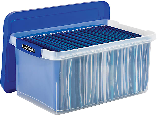 Really Useful Box Plastic Storage Container With Built In Handles And Snap  Lid 4 Liters 14 12 x 10 14 x 3 14 Transparent Blue - Office Depot