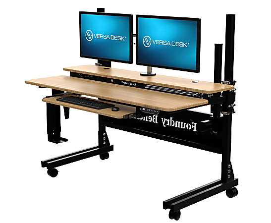 VersaDesk&reg; Foundry Bench&reg; Electric Portable Height Adjustable Standing Desk, 60"W, Black/Bamboo