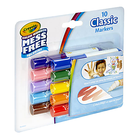 Crayola Color Wonder Mini Markers Conical Point Assorted Classic Ink Colors  Pack Of 10 - Office Depot