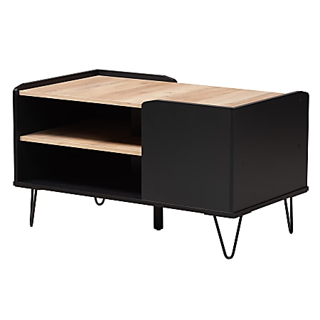 Baxton Studio Modern And Contemporary 2-Tone 3-Tier Coffee Table, 20-1/2"H x 35-13/16"W x 20"D, Black/Oak 