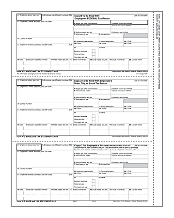 ComplyRight Tax Forms, W-2, Inkjet/Laser, Employee, Copy B, C And 2, 3-Up Format, 8 1/2" x 11", Pack Of 50 Sheets/50 Forms