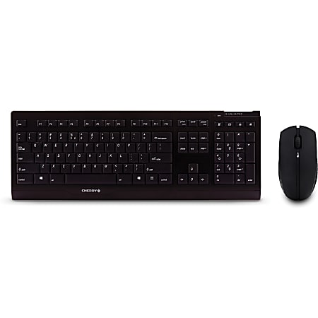 CHERRY B.UNLIMITED Wireless Keyboard & Mouse, Straight Full Size Keyboard, Black, Ambidextrous Infrared Mouse