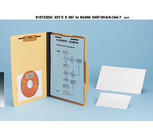 Pendaflex Self-Adhesive Clear Vinyl Pockets, 5"H x 8"W, Rectangular, Clear, White, Vinyl, 100 / Box
