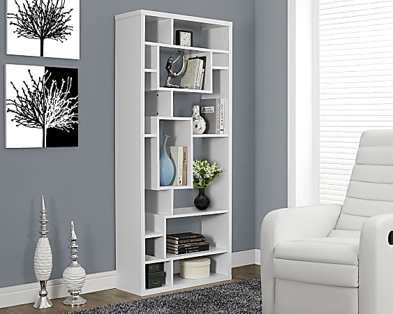 Monarch Specialties 72"H 14-Shelf Bookcase, White