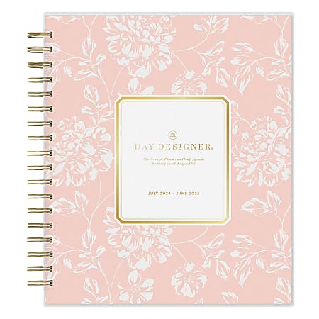 2024-2025 Day Designer Daily/Monthly Planning Calendar, 8" x 10", Annabel Blush Frosted, July To June, 147768