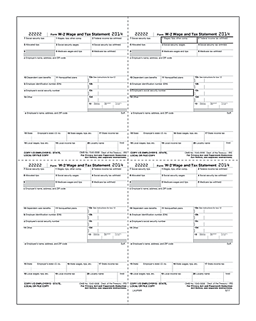 ComplyRight Tax Forms, W-2, Employer, Box W-Style, 4-Up, 8 1/2" x 11", Pack Of 50 Sheets/50 Forms