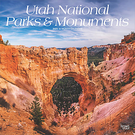 2025 BrownTrout Utah National Parks & Monuments Monthly Square Wall Calendar, 12" x 12", American States, Jan to Dec 2025, 9781975476069