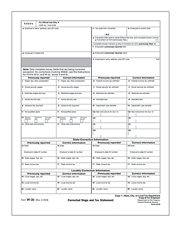 ComplyRight Tax Forms, W-2C, Laser, Copy 1/D, 8 1/2" x 11", Pack Of 50